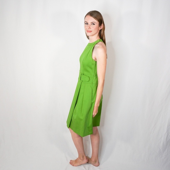 AKRIS PUNTO Green Pleated Sleeveless Dress - Picture 4 of 7